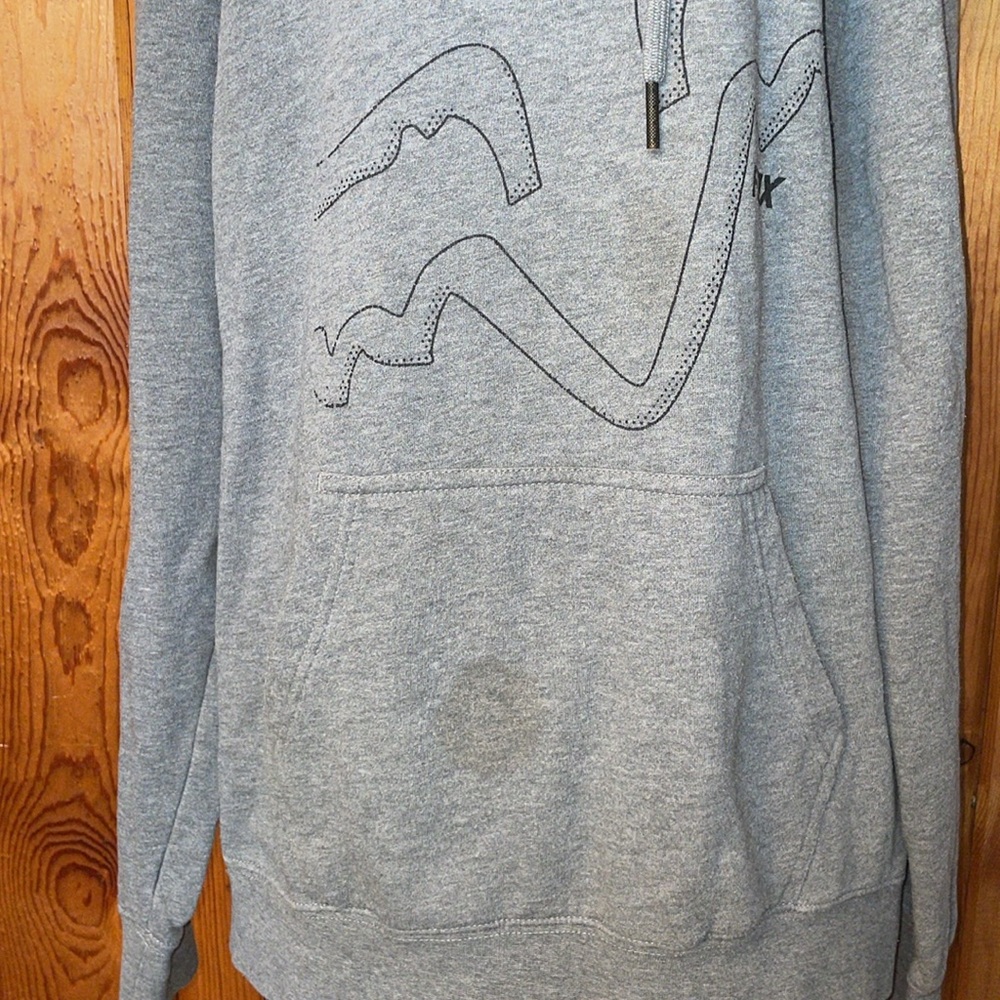 Fox racing hoodie gray and back sweatshirt size medium heritage forge dirt bike - Picture 2 of 6